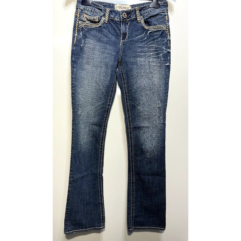 Hydraulic Women's Gramercy Denim Blue Size 10 Jeans Flap Pocket Thick Stitch